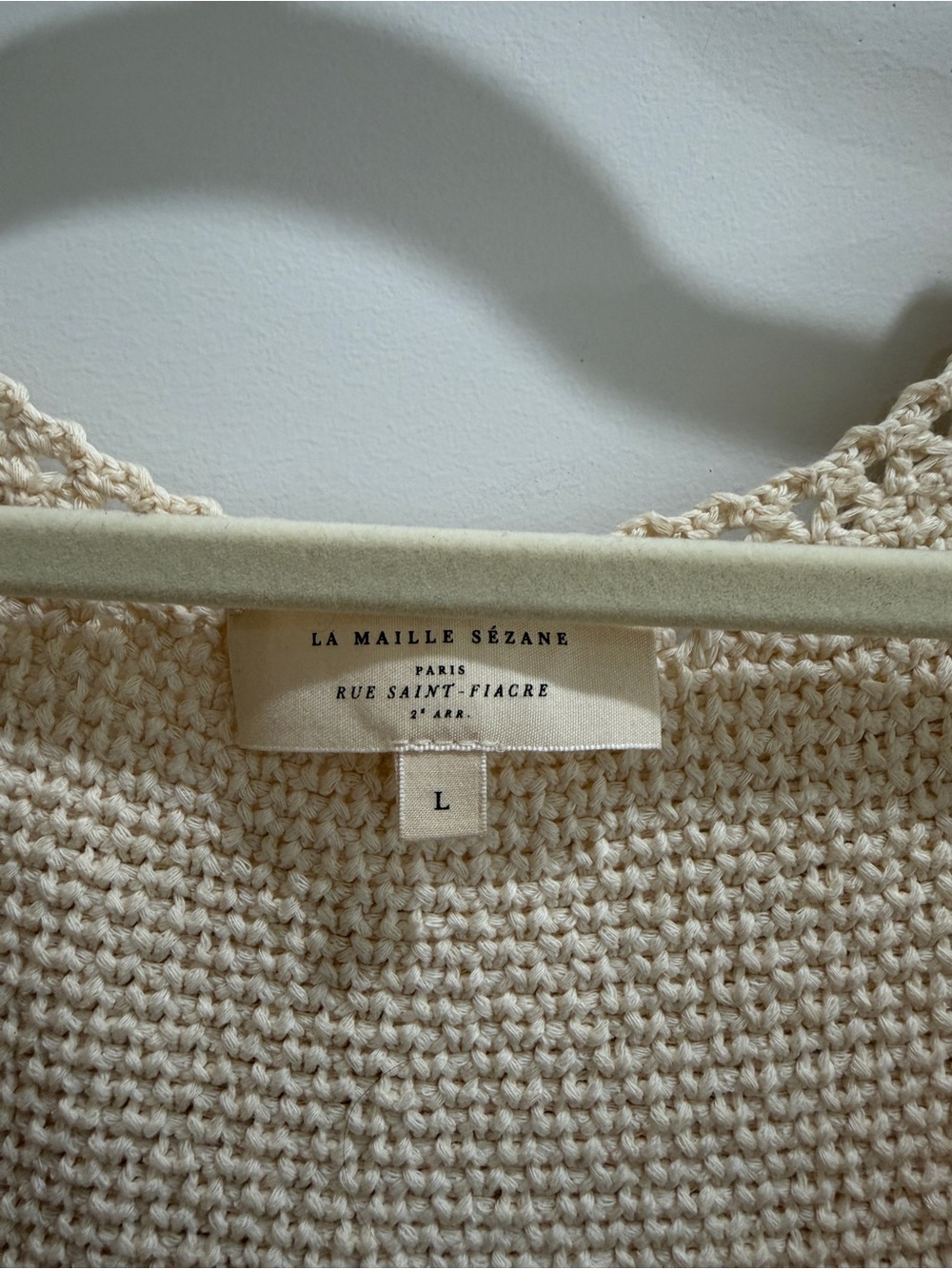 Sezane Cream Crochet Flower Knit Tank Top - Picture 3 of 4